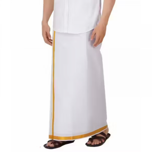 MENS UNSTITCHED GOLDEN BORDER 2 METER DHOTI
