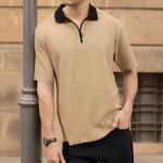 Half Sleeve Neck Zipper T-shirt