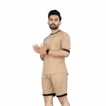 Trendy lightweight plain lycra fabric night suit for men