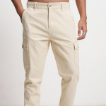 Men Beige Tapered Fit Cargo Trousers