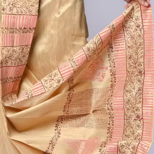 Hand Block Print Dupion Silk Dhoti For Men Readymade Dhoti Printed Men Dhoti